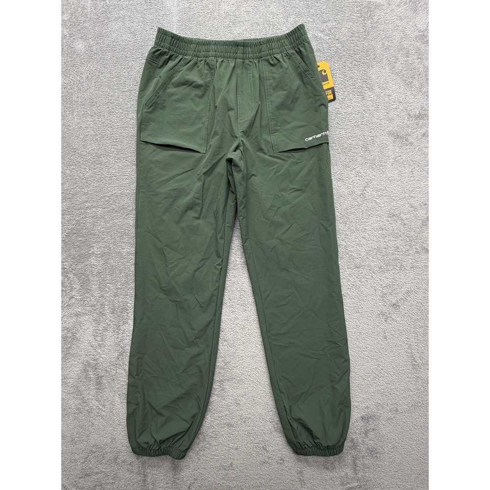 Carhartt Pants Youth Unisex Large Green Jogger Tapered‎ Elastic Waist Stretch